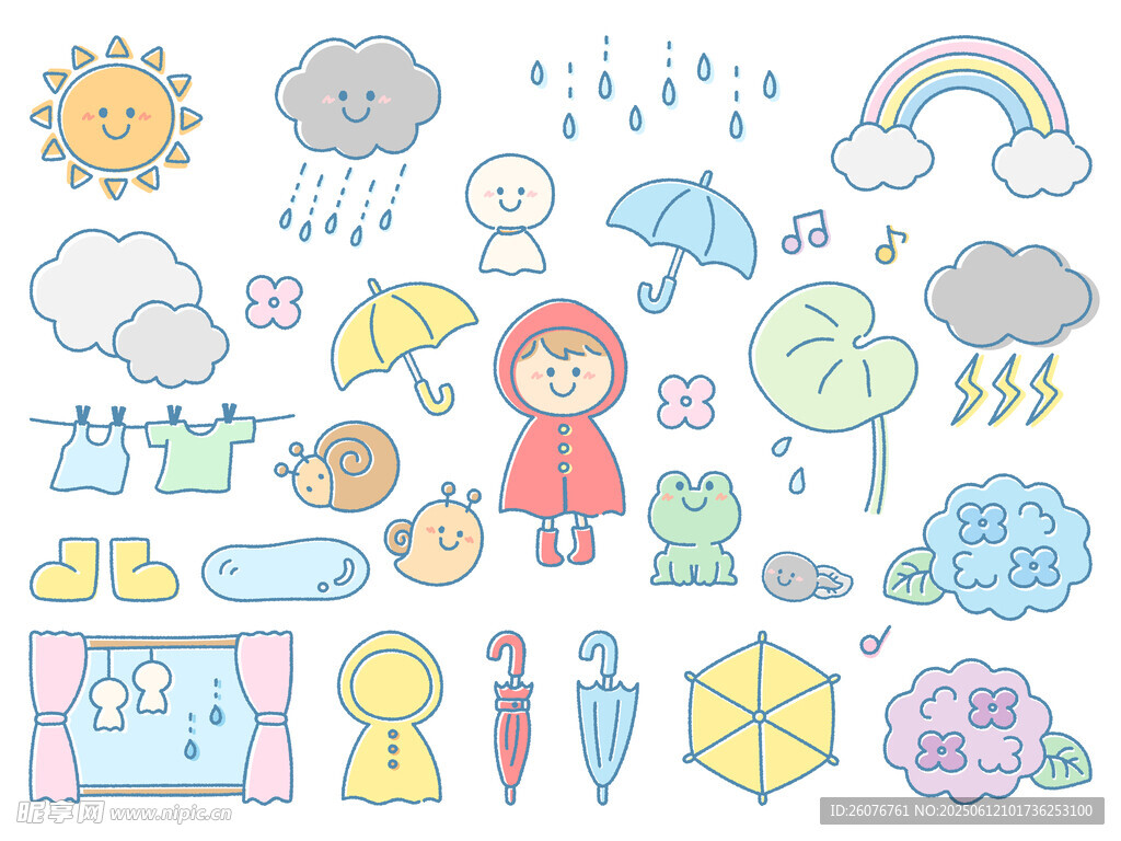多彩天氣與生活元素插畫
