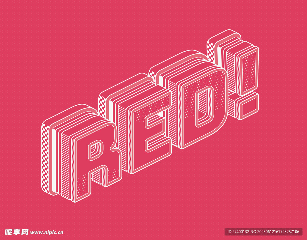 立體紅色文字RED