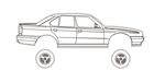 簡約線條勾勒的轎車輪廓