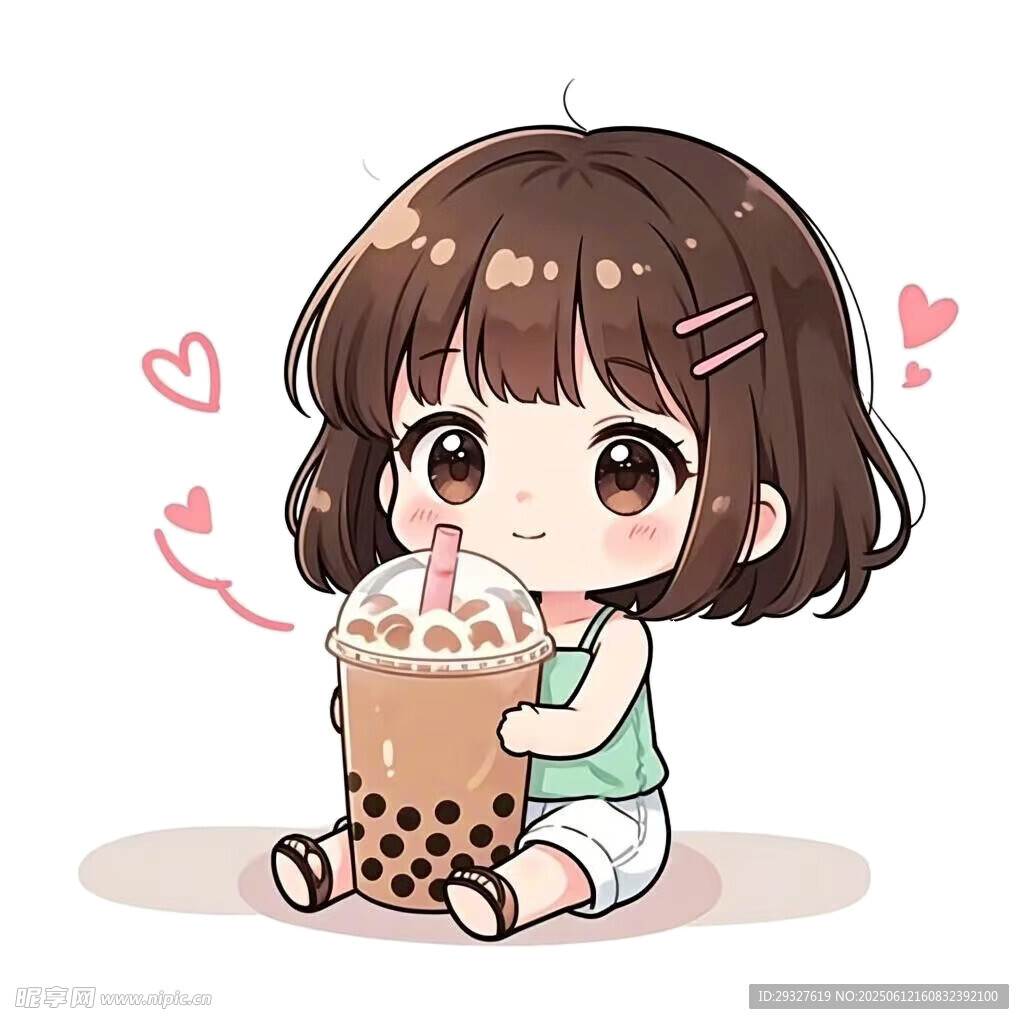 可愛女孩與珍珠奶茶