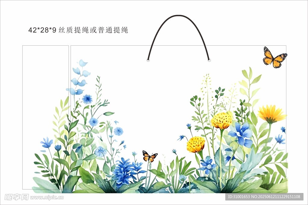 花卉裝飾的手提袋設(shè)計(jì)