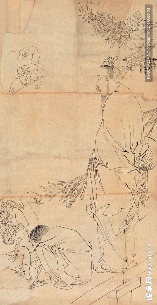 古代水墨花卉繪畫作品
