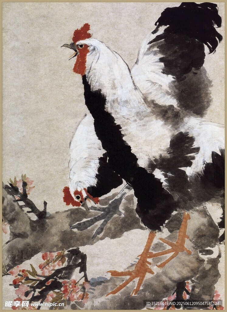 水墨雄雞圖
