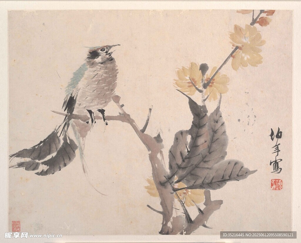 枝頭雙鳥圖