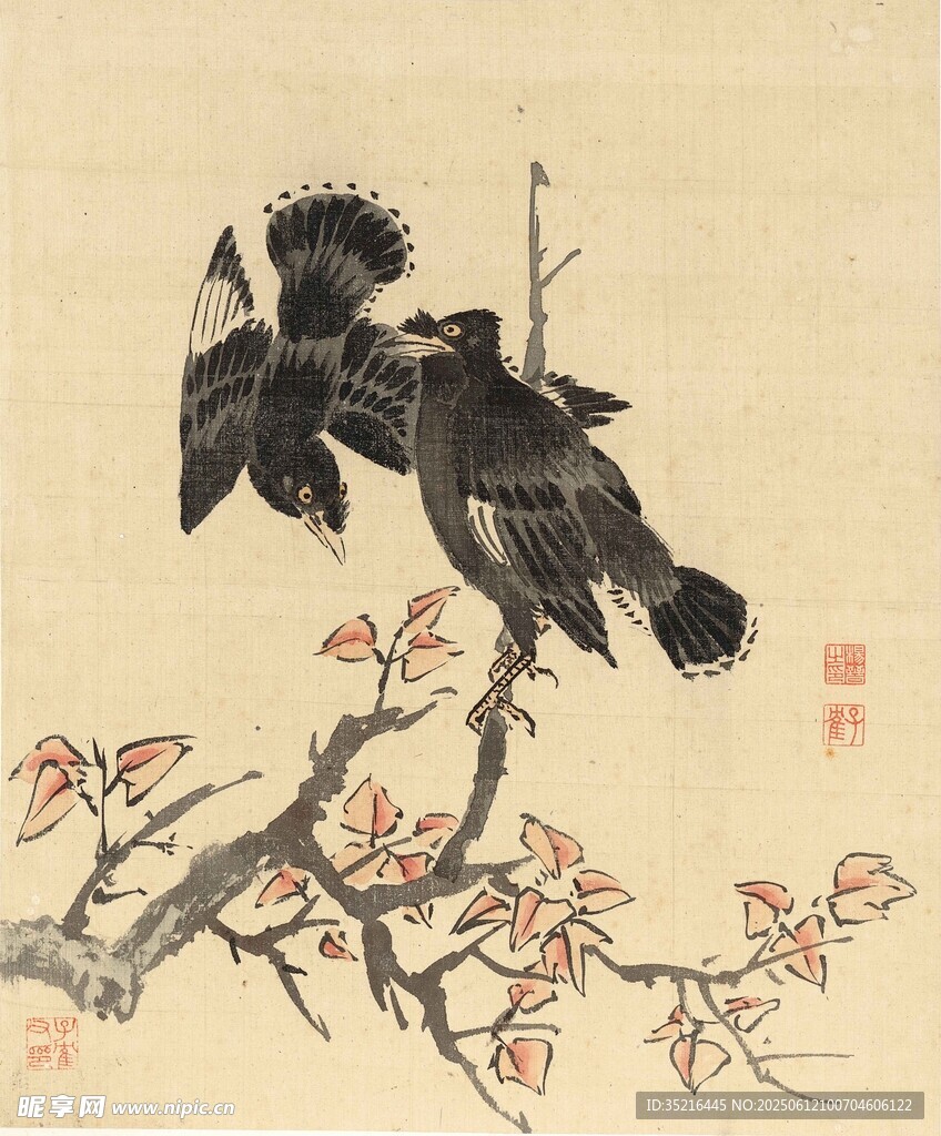 枝頭雙鳥圖