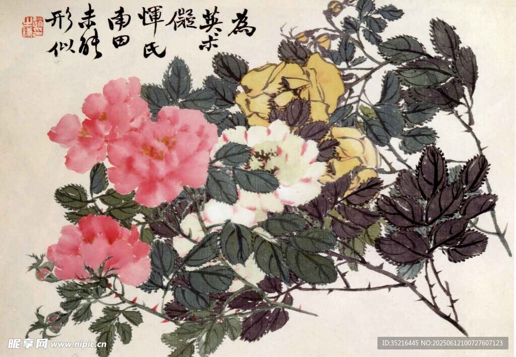 國畫牡丹花卉圖