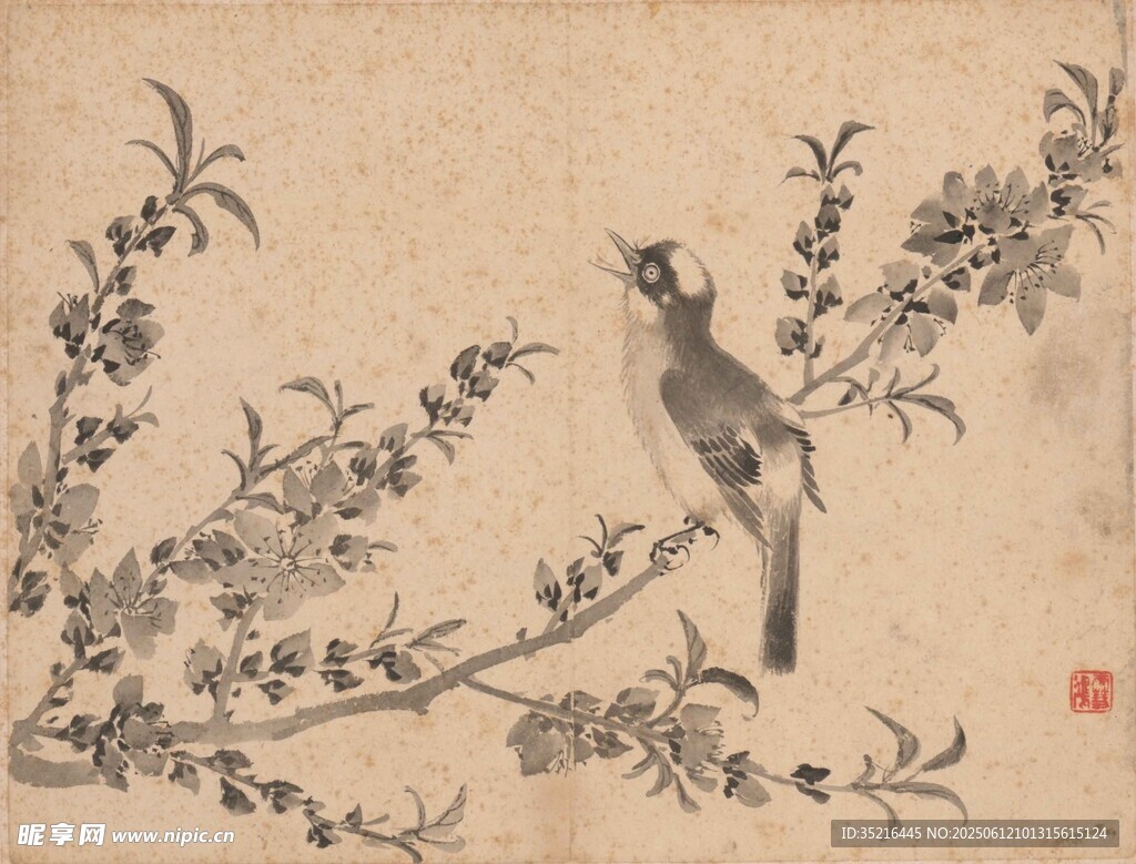 枝頭棲鳥圖