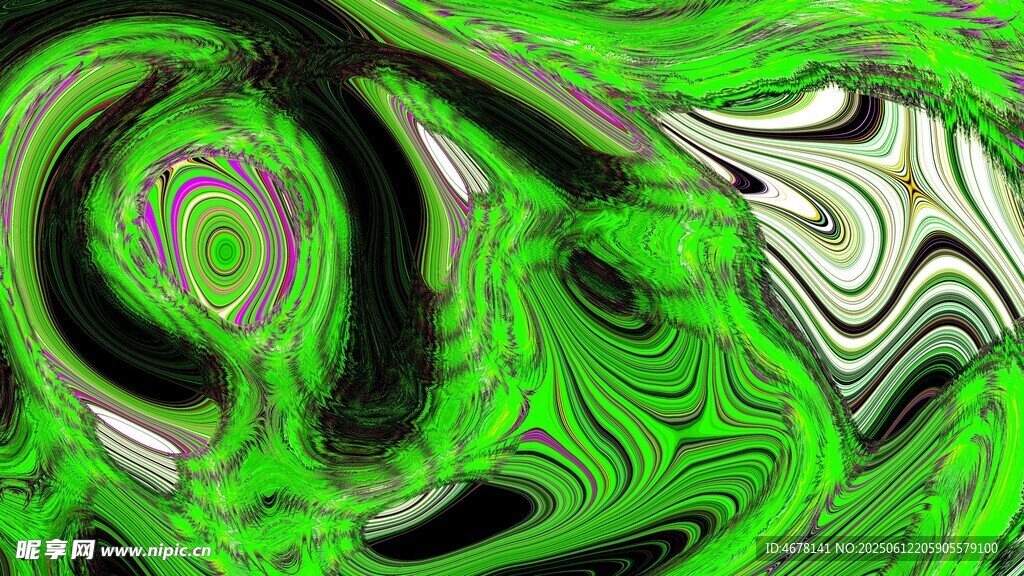 抽象綠白相間流體藝術圖案