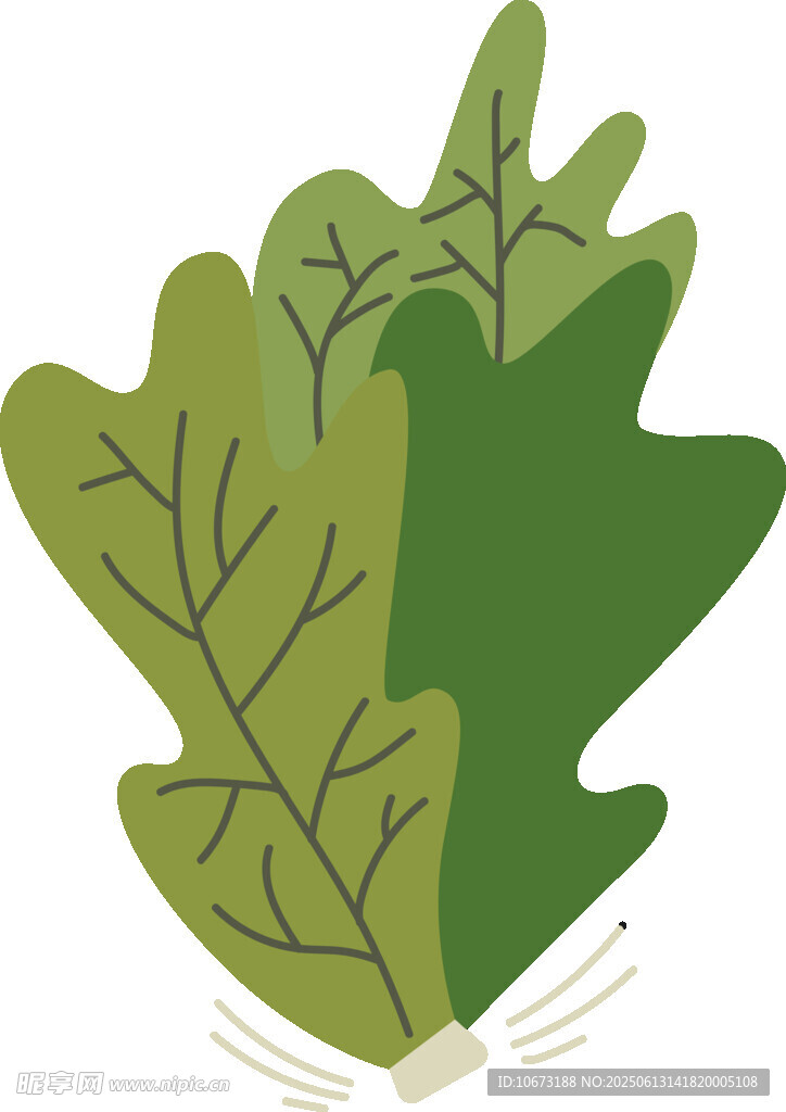 兩片綠葉插畫