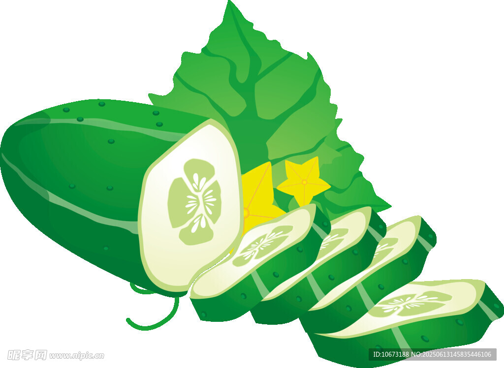 新鮮黃瓜切片圖