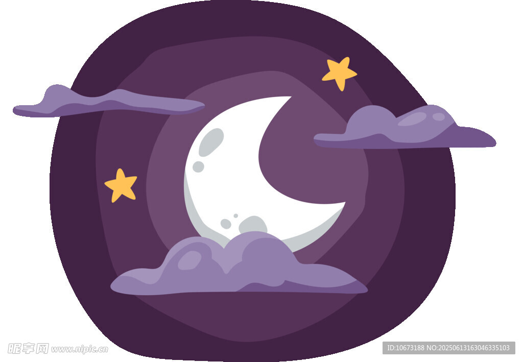 夢幻夜空下的彎彎月牙