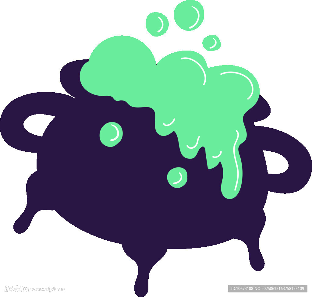 魔法冒泡的黑色魔法藥水鍋