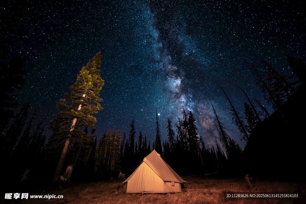 星空下的露營帳篷