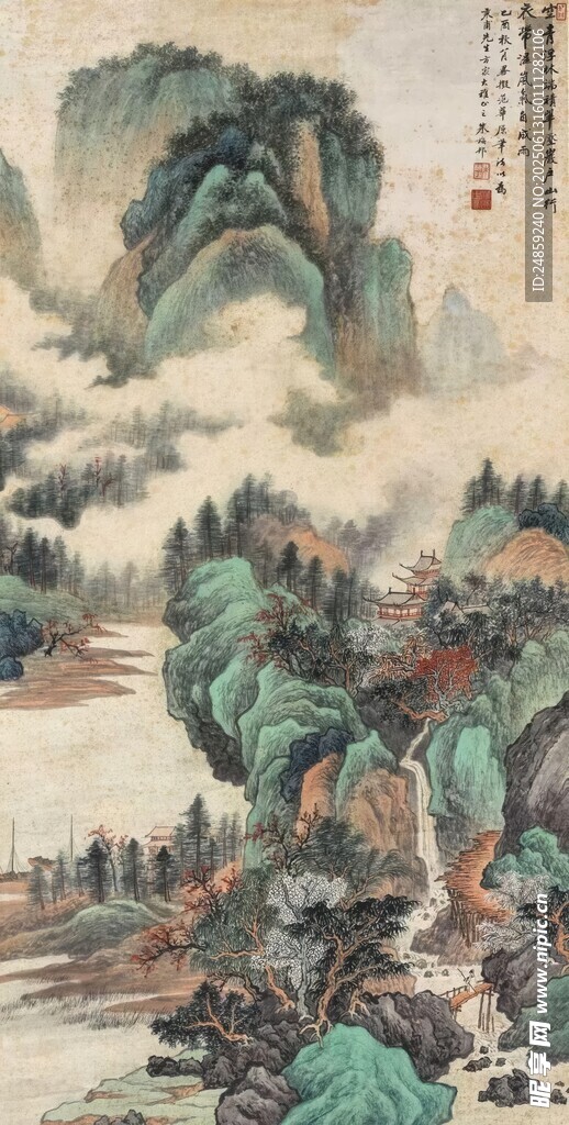 水墨山水國畫風景圖