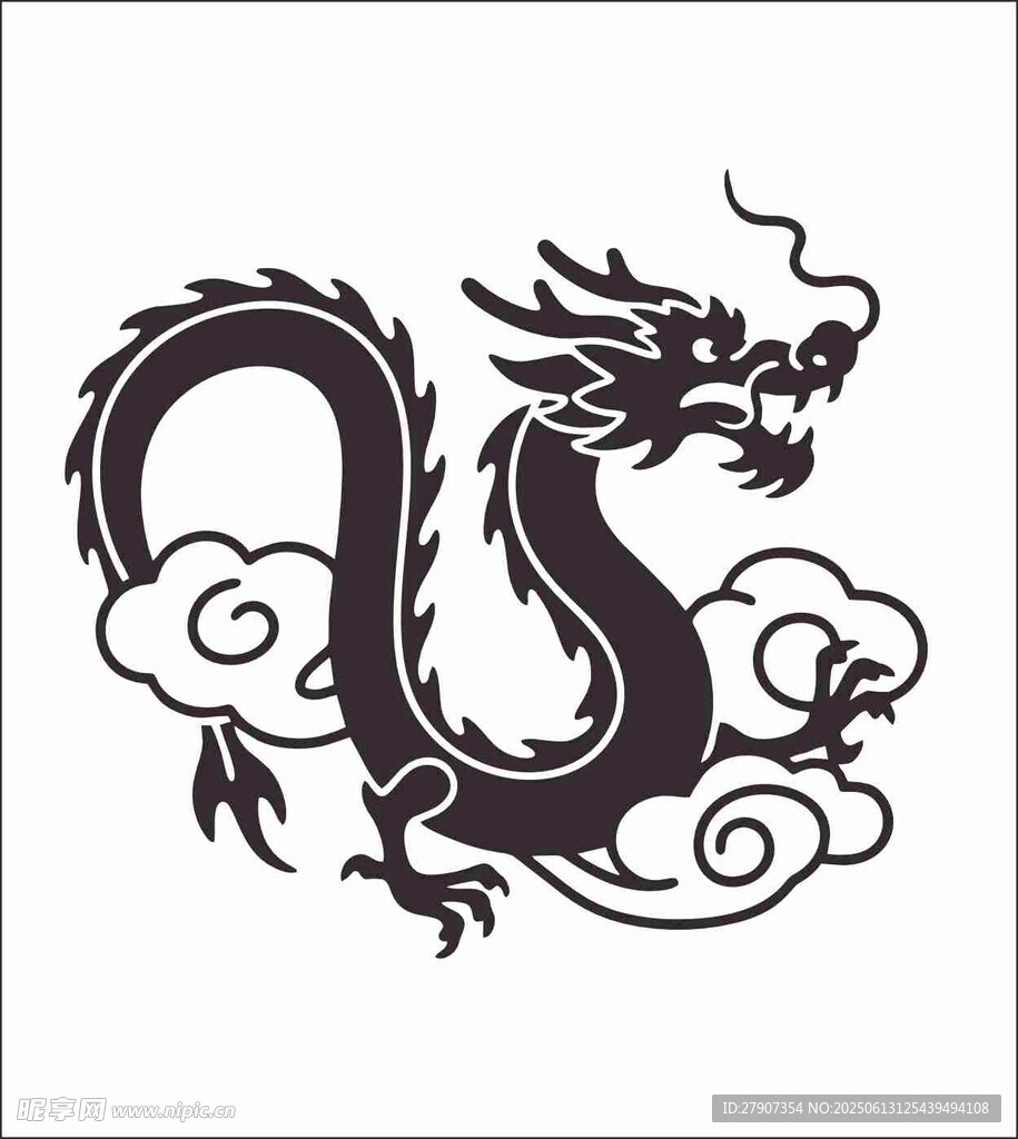 龍紋 線條畫簡(jiǎn)筆畫 黑白