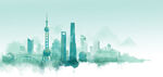 水墨風格的現代都市景觀