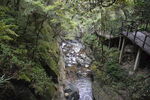 山間溪流與木質棧道景觀