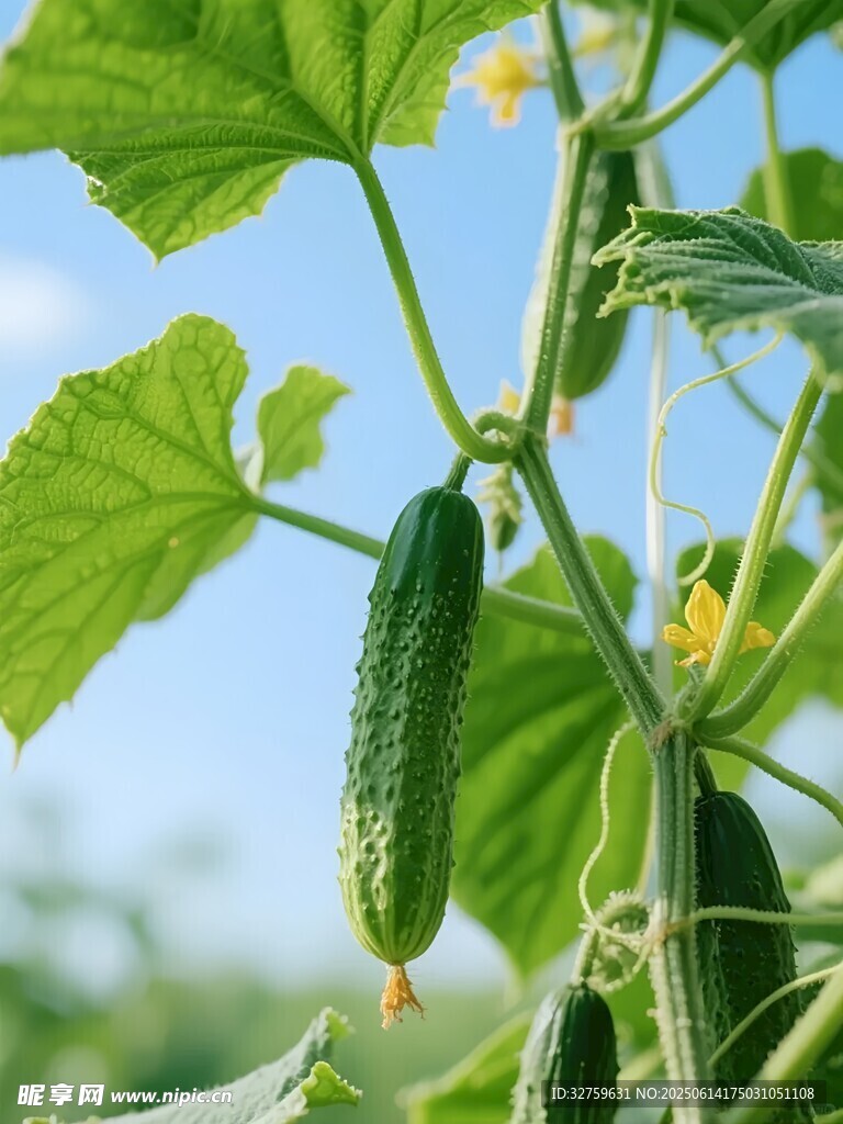 藤蔓上的鮮嫩黃瓜