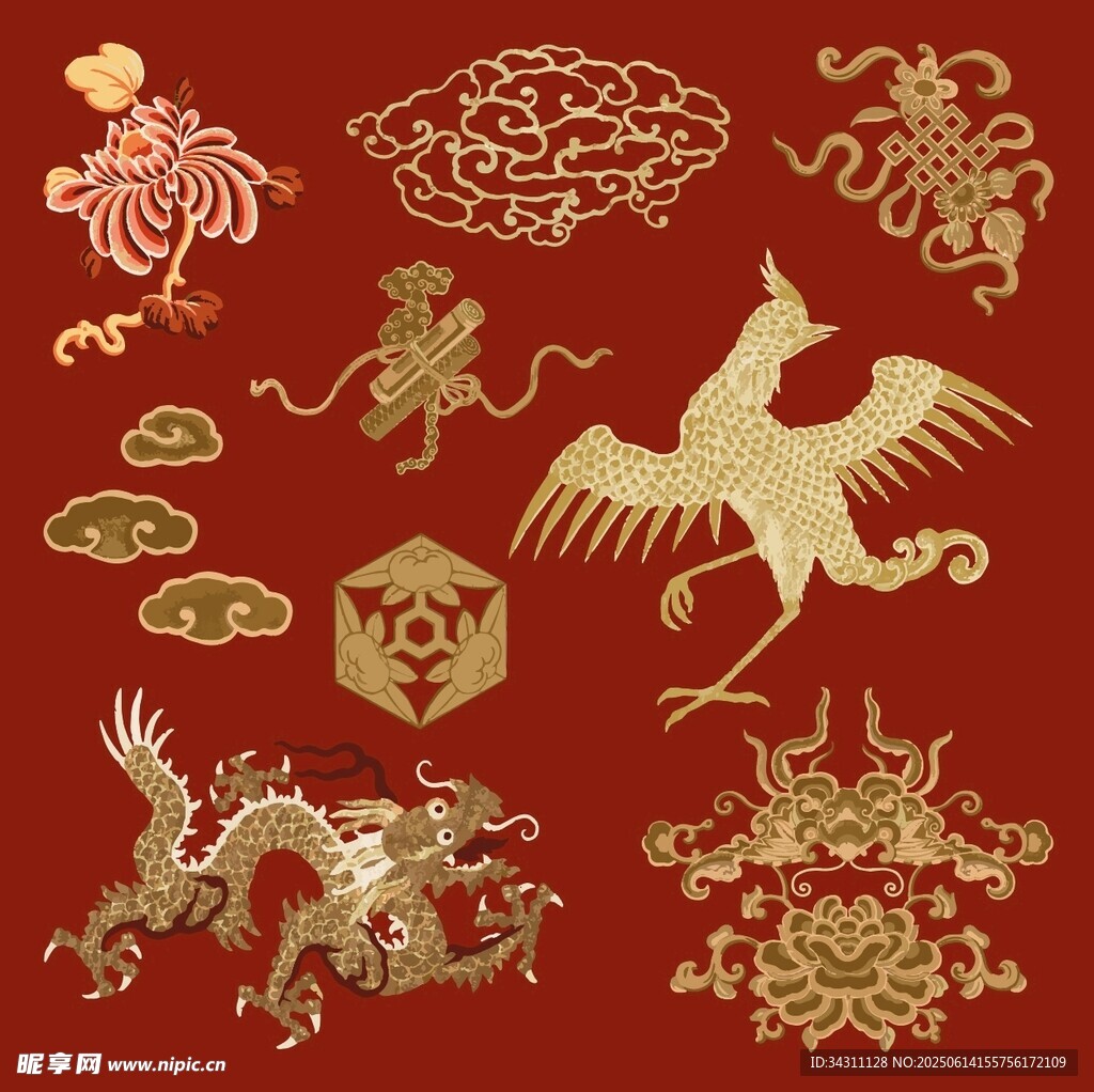 中式龍鳳吉祥傳統圖案集