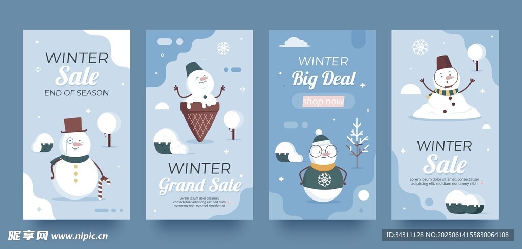 冬季雪人主題節日卡片