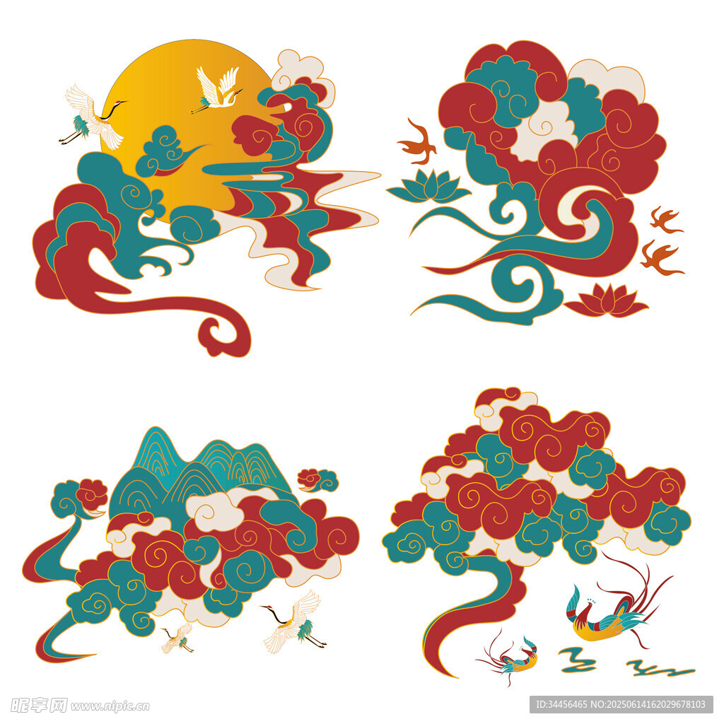敦煌花紋AI矢量祥云