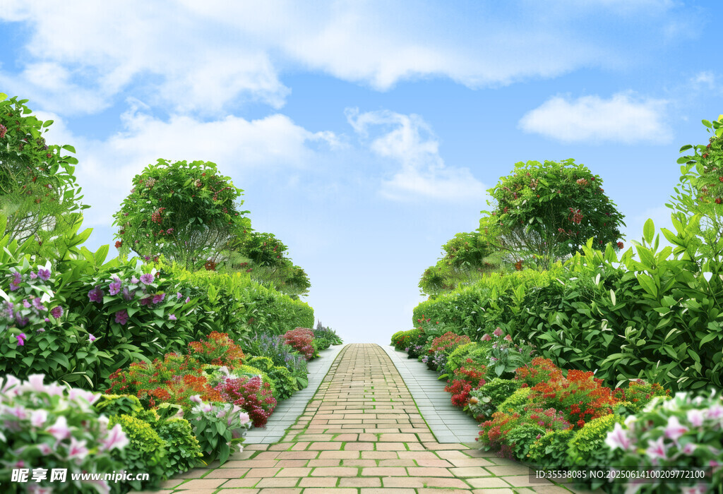 藍天草地花園素材