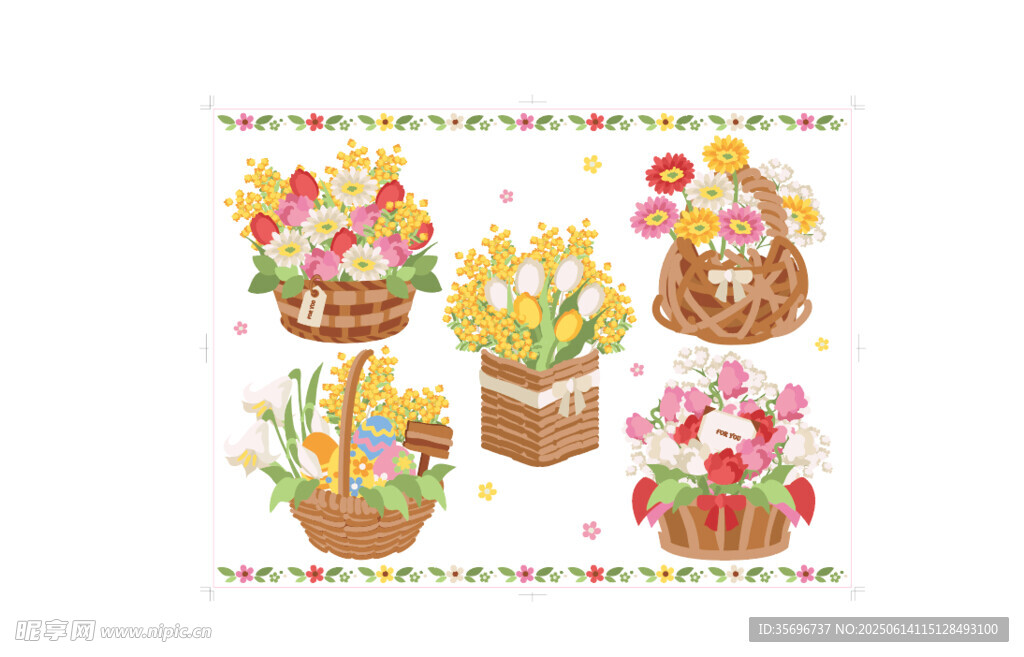 花朵籃子插畫