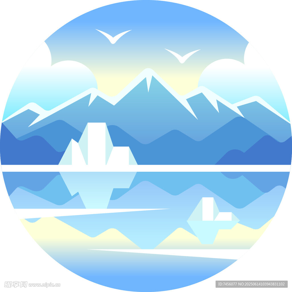 極地冰山風景插畫