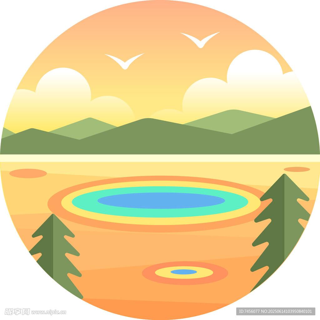 美麗自然風(fēng)景插畫