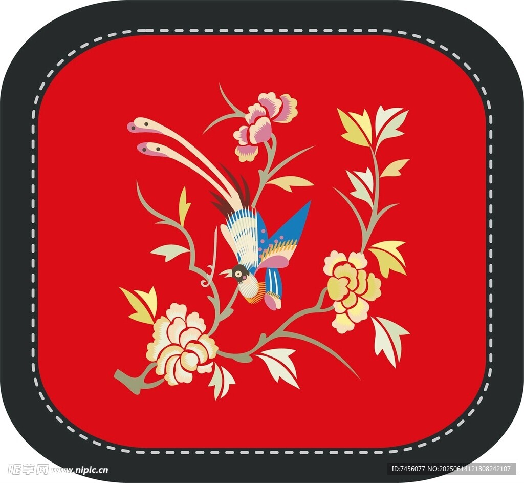 中式刺繡花鳥圖案