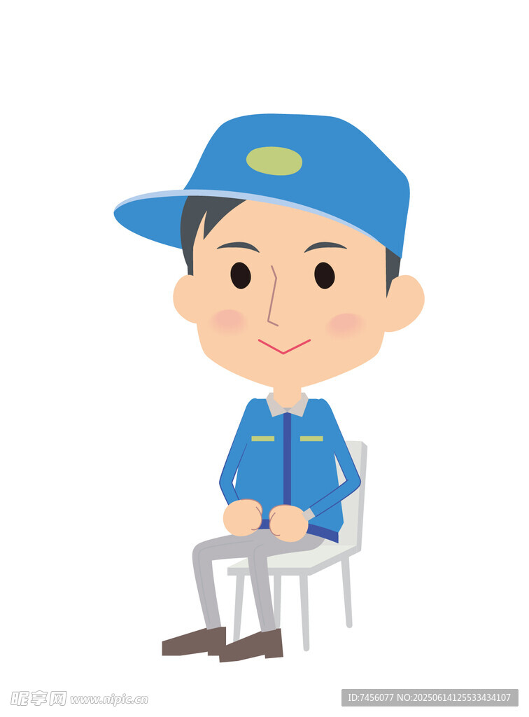 坐著的藍(lán)色制服工作人員