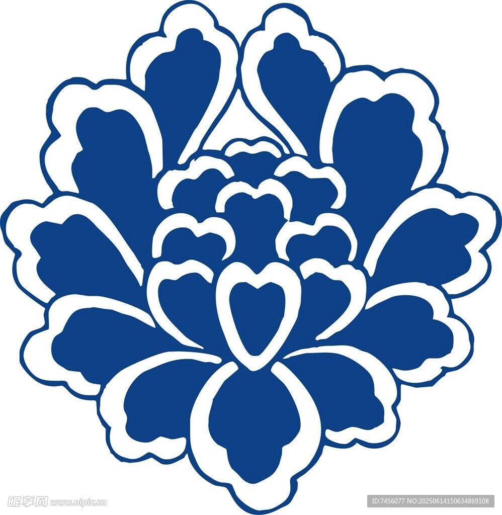 藍(lán)白花卉圖案