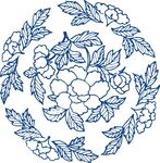 藍白花卉環(huán)形圖案設計