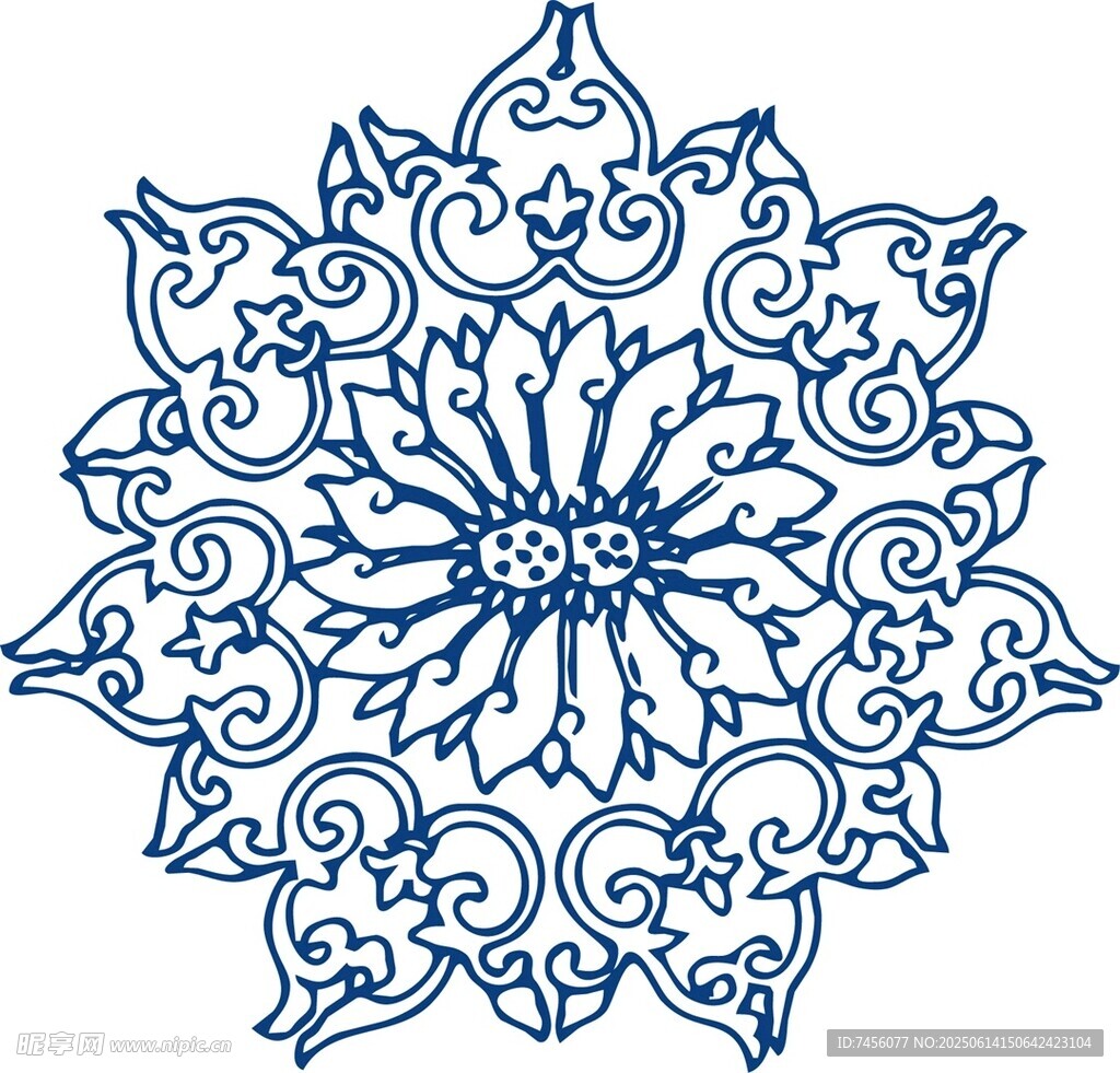 藍白中式傳統(tǒng)花紋圖案