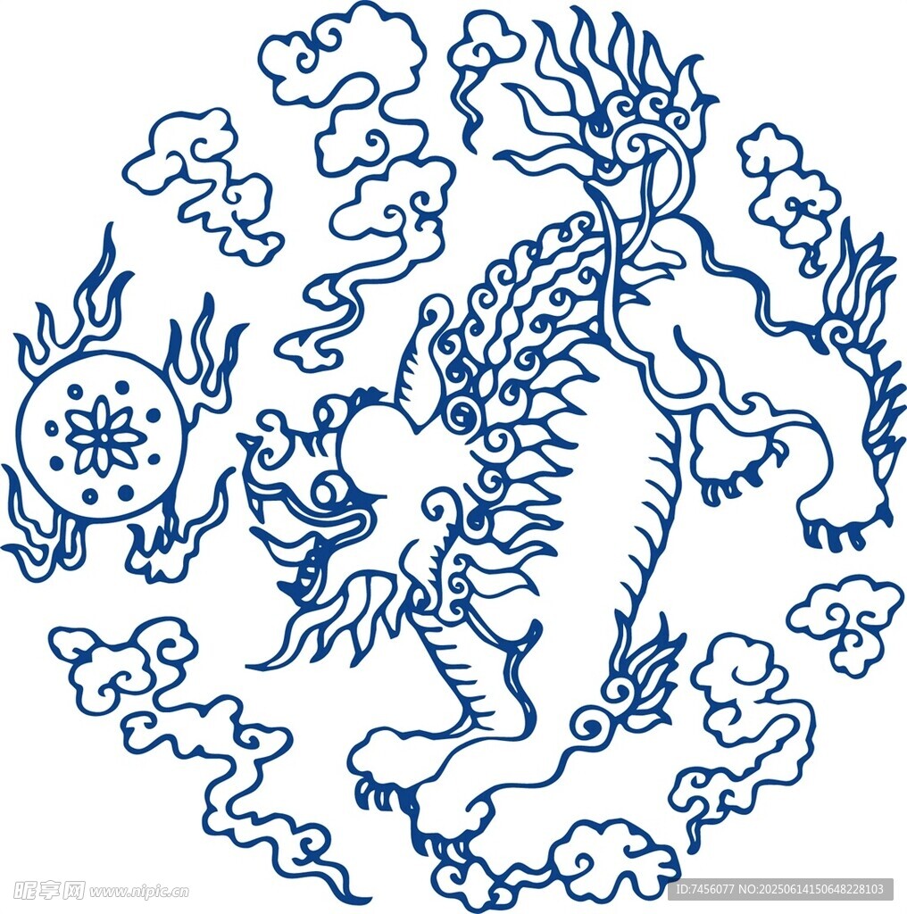藍白麒麟祥瑞圖