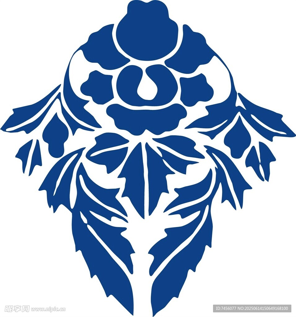 藍色花卉圖案裝飾元素