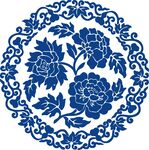 青花瓷牡丹圓形紋飾圖案