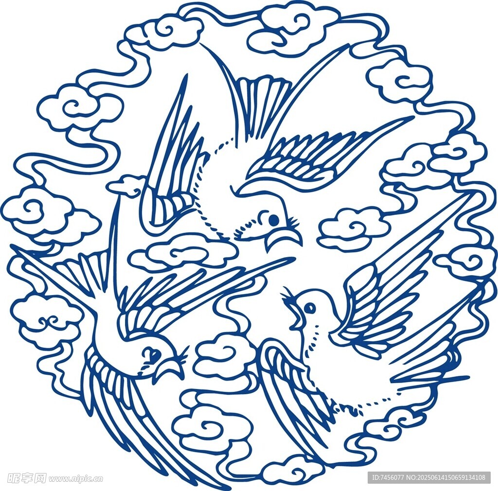 雙鳳祥云傳統圖案