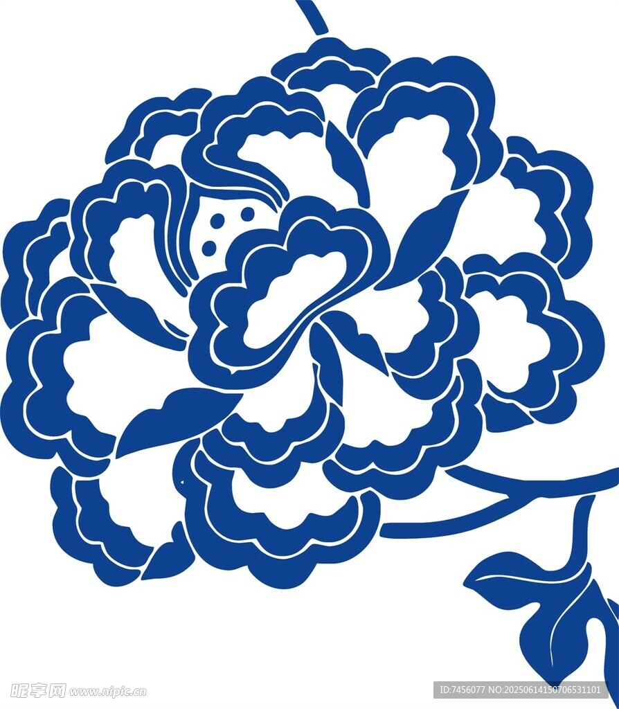 藍(lán)白牡丹圖案