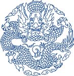 傳統(tǒng)藍(lán)白雙龍戲珠圖案