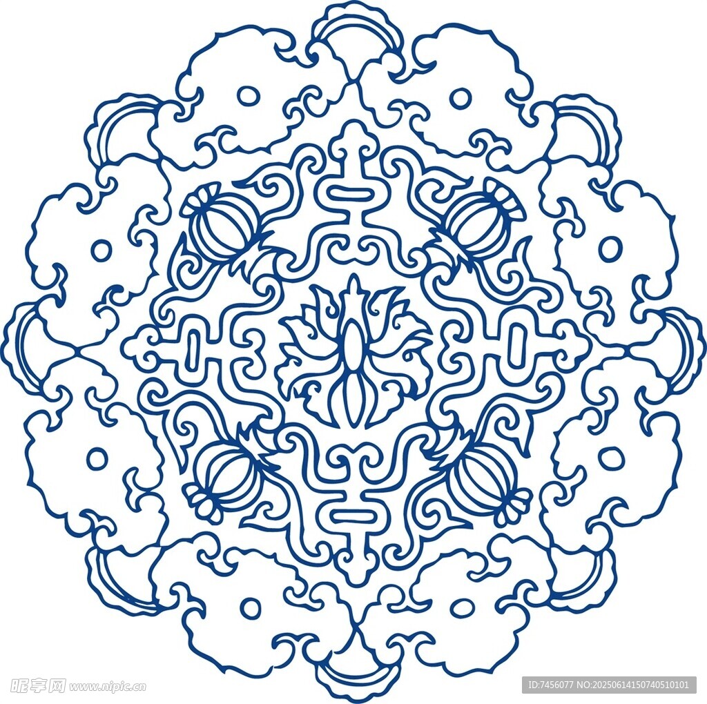 中式藍(lán)白傳統(tǒng)花紋圖案