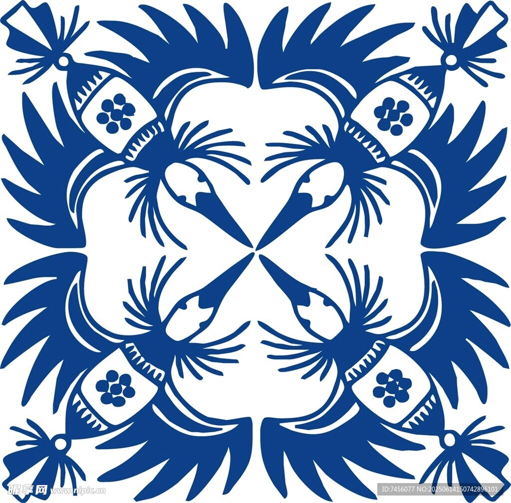 藍白對稱花紋圖案設計
