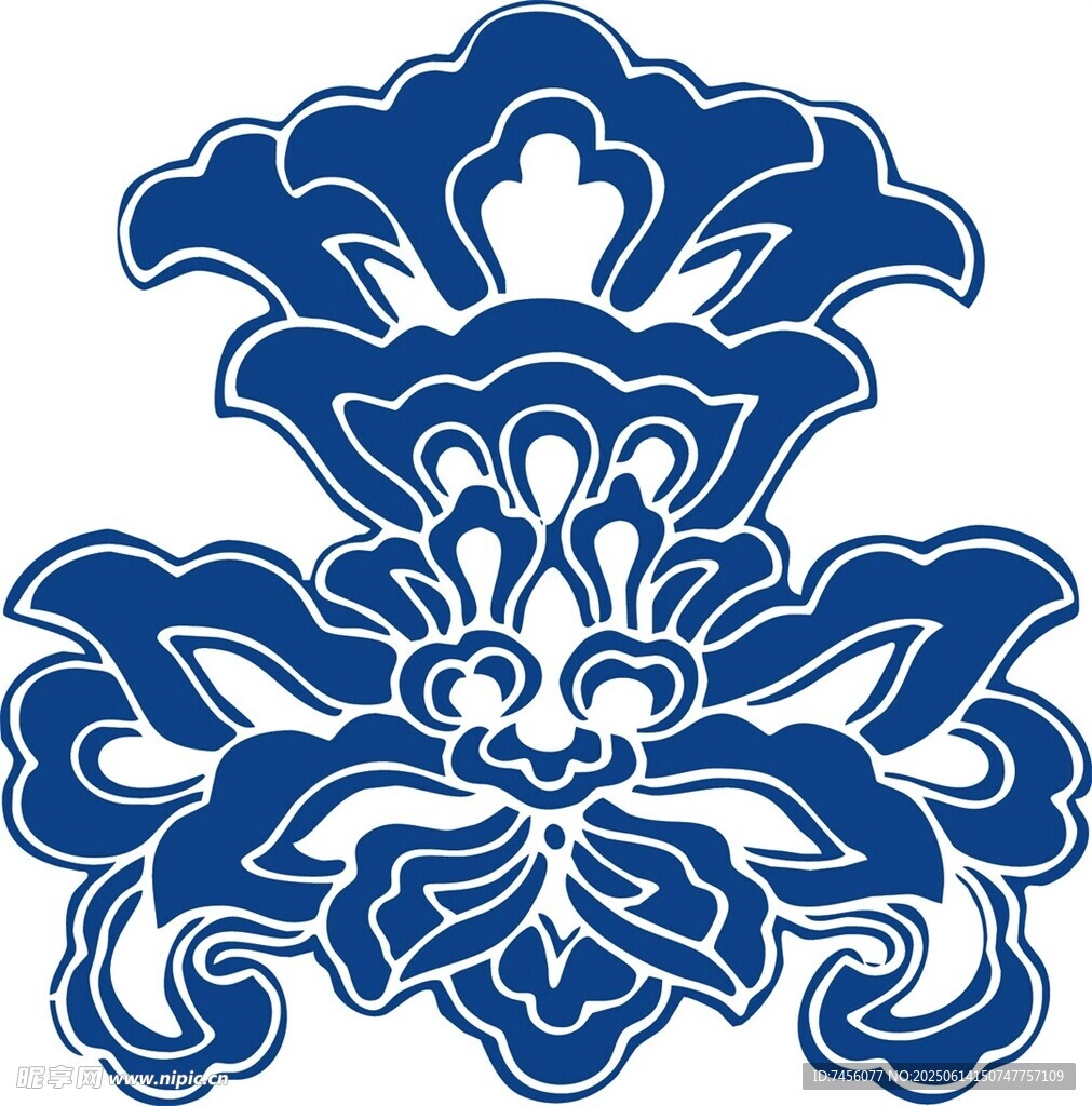 中式藍(lán)白花卉傳統(tǒng)紋樣