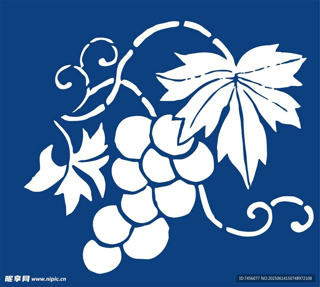 藍(lán)底葡萄藤蔓簡約圖案