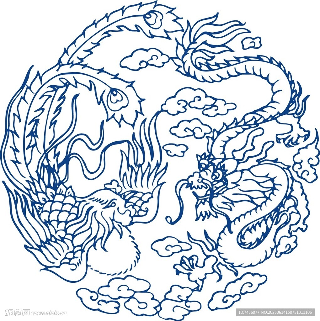 傳統(tǒng)雙龍戲珠圖案