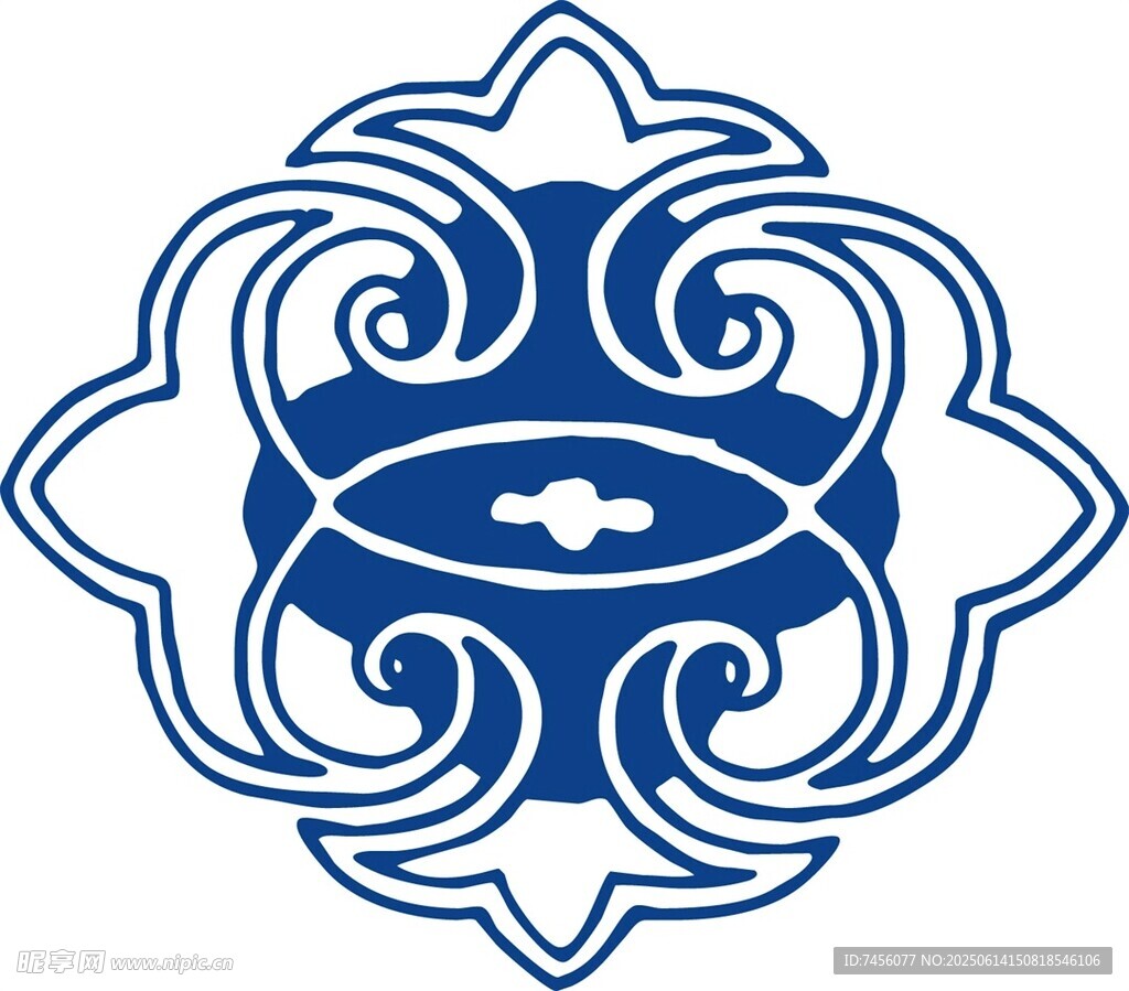 中式藍白傳統花紋圖案