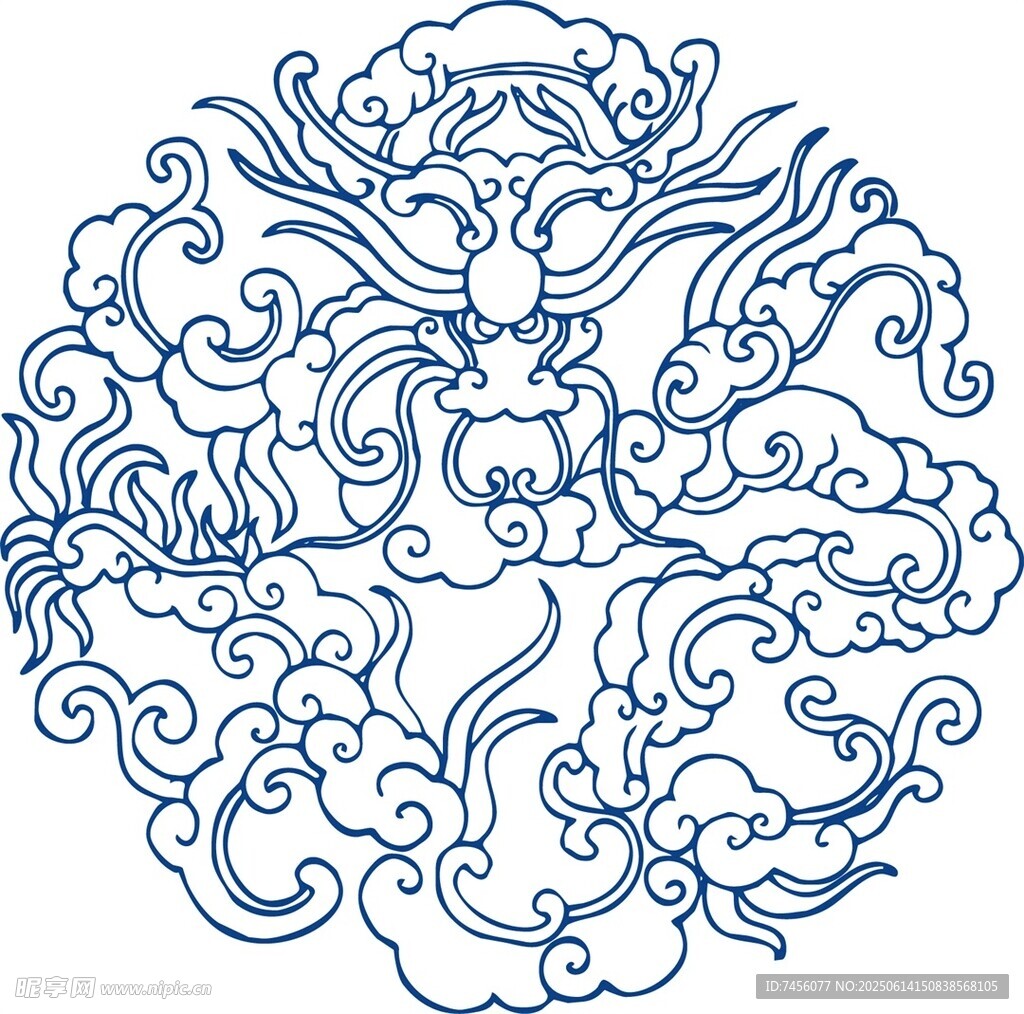 中式云紋祥龍傳統(tǒng)圖案