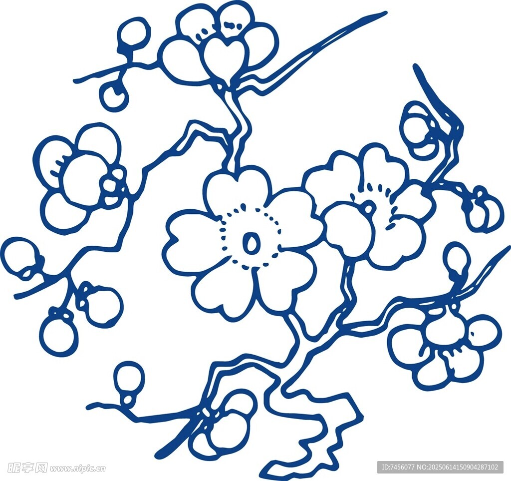 藍白梅花圖案