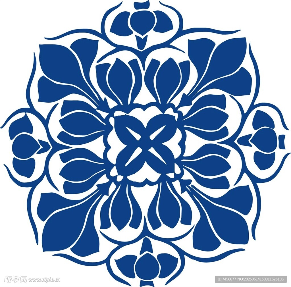 藍白中式傳統(tǒng)花卉圖案