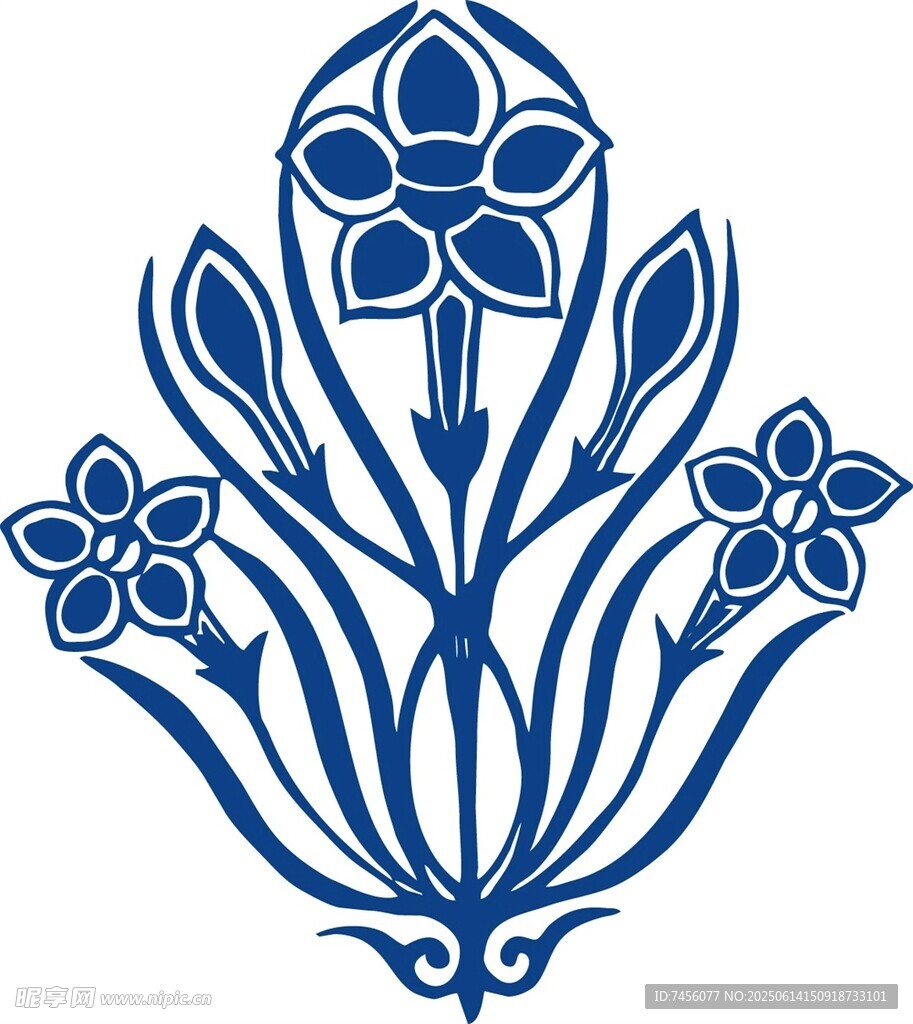 藍色花卉裝飾圖案